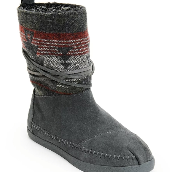 Toms Shoes - Toms Grey Suede Jacquard Women's Nepal Boots